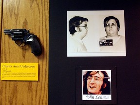 The .38 calibre handgun used by Mark David Chapman to kill John Lennon, seen on the 25th anniversary of Lennon's death, is stored by the New York Police Dept. in New York City, Dec. 8, 2005.