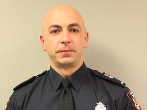 Michael Anthony Abaldo in his uniform as a Tecumseh firefighter.