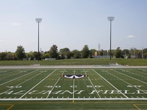 With no football or soccer season this fall, the University of Windsor completed installation of its new field turf at Alumni Field on Wednesday.