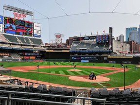 A general view of Target Field during the third inning between the Minnesota Twins and the Cleveland Indians.