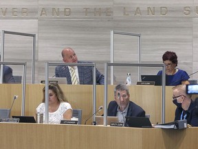 For the first time in almost six months Windsor City councillors and administration participated in a in-person meeting at City Hall on Monday, September 14, 2020. It was a hybrid version of the regular meeting where some members were in council chambers while others joined online. Seating was very limited. Mayor Drew Dilkens and members of administration are shown during the meeting.