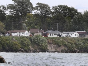 Homes overlooking Lake Erie near Colchester Beach are shown on Tuesday, September 29, 2020.