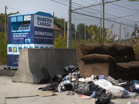 A donation bin is pictured on Provincial Road, Tuesday, September 22, 2020.