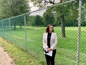 Windsor Ward 7 candidate Farah El-Hajj stands outside the Little River Golf Course property at 2861 Lauzon Rd. on Sept. 14, 2020.