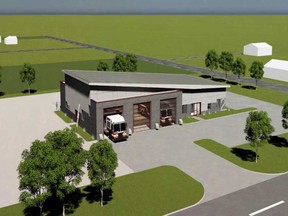 An artist's digital rendering of the Town of Essex's new Fire Station 2, as designed by Architecttura Inc.