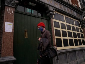 A shuttered pub is seen with hoarding over its windows, closed due to government coronavirus restrictions amid the coronavirus disease (COVID-19) outbreak in Dublin, Ireland, September 3, 2020.