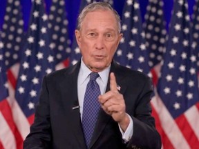 Former Democratic presidential candidate Michael Bloomberg speaks by video feed during the final night of the 2020 Democratic National Convention on August 20, 2020.