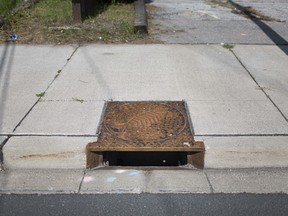 A storm water drain is pictured on Wyandotte Street East, Monday, September 21, 2020.