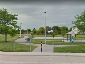 A 2014 Google Maps image showing the basketball courts at Superior Park on Totten Street in Windsor.