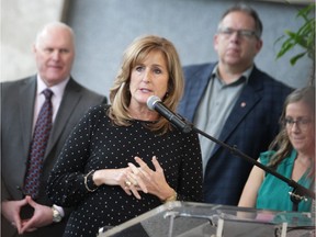 In this Dec. 13, 2019, file photo United Way CEO Lorraine Goddard speaks at FCA Canada headquarters in downtown Windsor after FCA employees and retirees announced their annual donation.