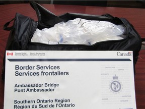 The Canada Border Services Agency and Royal Canadian Mounted Police seized roughly 21 kilograms of suspected methamphetamine at the Ambassador Bridge on Sept. 22, 2020.