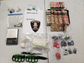 Windsor police seized $50,000 in cash and prohibited weapons, fentanyl, crystal methamphetamine, and other drugs following an investigation on Tuesday, Oct. 13, 2020.