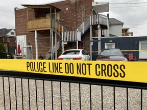 Windsor police taped off a crime scene in the 1400 block of Wyandotte Street East near Gladstone Avenue on Sunday, Oct. 25, 2020.