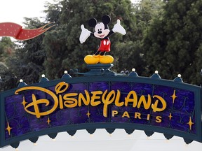 The logo of Disneyland Paris is seen in Marne-la-Vallee, near Paris, on July 9, 2020.