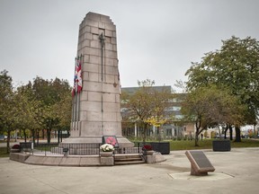 The Essex County War Memorial Cenotaph in City Hall Square in downtown Windsor, photographed Oct. 22, 2020.