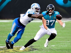 Detroit Lions' linebacker Jamie Collins (58), seen at left in action against the Jacksonville Jaguars, is hoping the club can keep rolling.
