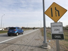 A section of Highway 3 near Essex that merges from two lanes to one is shown on Wednesday, October 21, 2020.