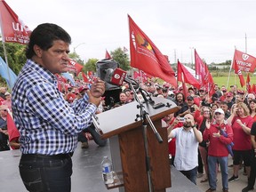 Unifor national president Jerry Dias speaks during a union rally on Sept. 12, 2019, at the Nemak plant in Windsor.