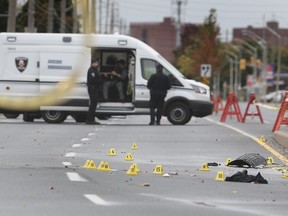 Windsor Police investigate a serious accident on Wyandotte Ave. E. between George and Strabane on Thursday, October 15, 2020.