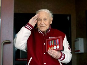Kenneth Earl Douglas, 97, served with the Royal Canadian Navy 1939-45 during WWII.