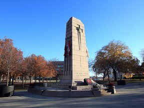 Windsor cenotaph on University Avenue East Monday. Remembrance Day will be marked online this year.