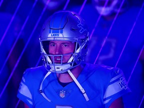 Matthew Stafford of the Detroit Lions waits to take the field prior to the game against the Indianapolis Colts at Ford Field on November 01, 2020 in Detroit, Michigan.