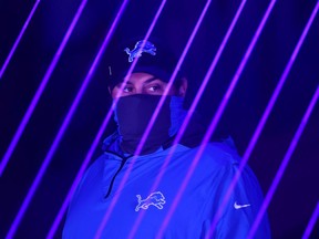 Head coach Matt Patricia of the Detroit Lions waits to take the field prior to the game against the Indianapolis Colts at Ford Field on November 01, 2020 in Detroit, Michigan.