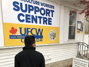Diego, a temporary farm worker from Guatemala, is shown outside the UFCW's agricultural workers support centre in Leamington on Nov. 5, 2020. Not his real name, Diego was one of 17 farm workers arrested and charged during a series of OPP raids against illegal cannabis grow-ops on Sept. 15, 2020, near Picton, Prince Edward County.