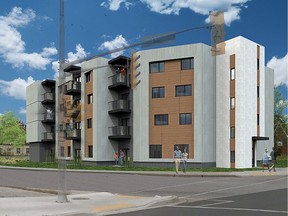 Renderings show plans for a new 28-unit apartment development planned for long-neglected lot at Campbell Avenue and Tecumseh Road West by Refuge Property Services and Investments, which is associated with the Redeemed Church of God, located directly east of the property.