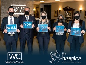 Windsor Chapel staff are shown lending their support to the Hospice of Windsor and Essex County for its Give your Night to Gala campaign.
