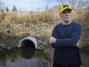Kevin Page, a resident of South Windsor, is pictured in a drainage culvert off Mt. Carmel Drive, on Friday, Nov. 20, 2020.
