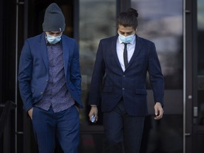 Supporters of Habibullah "Danny" Ahmadi, exit Superior Court after he was found guilty of second degree murder in the killing of senior Sara Anne Widholm, Friday, Nov. 13, 2020.