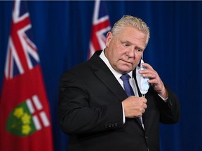 Lockdown by Monday in Toronto, Peel Region and tougher COVID-19 restrictions for others, including Windsor-Essex, Ontario Premier Doug Ford announced at a COVID-19 news conference in Toronto on Nov. 20, 2020.
