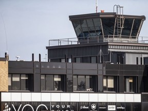 The control tower at the Windsor International Airport is pictured, Thursday, Nov. 19, 2020.
