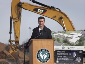 Amherstburg Mayor Aldo DiCarlo is shown Nov. 13, 2020, at the announcement of the construction start of the town's new public high school.