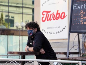 Renaldo Agostino stands outside Turbo Espresso Bar at 285 Ouellette Ave. in downtown Windsor on Nov. 10, 2020.