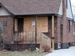 Boarded up home at 334 California Avenue following a fire Sunday night.