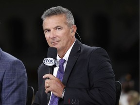 Urban Meyer appears at the USC game against the Utah Utes at Los Angeles Memorial Coliseum on September 20, 2019 in Los Angeles, California.