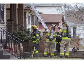 Fire crews respond to a house fire on the 1300 block of Goyeau Street, Thursday, Dec. 24, 2020.
