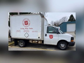 Image of a Salvation Army vehicle in Leamington. OPP say the catalytic converter was stolen some time between Dec. 18 and 21, 2020.