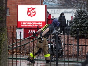 Windsor, Ontario. January 17, 2021. Windsor firefighters on the scene at Salvation Army residence on Church Street Sunday. (NICK BRANCACCIO/Windsor Star)