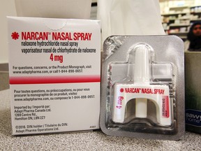Naloxone hydrochloride nasal spray is shown in Windsor on May 9, 2019.