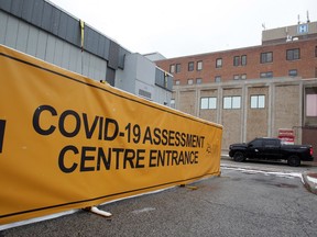 A sign at the COVID-19 assessment centre at Windsor Regional Hospital's Met Campus, photographed Dec. 17, 2020.