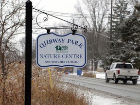 Ojibway Park on Matchett Road — the entrance shown on Jan. 26, 2021 — will be temporarily closed for bridge replacement.