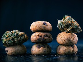 Cannabis and cannabis-infused cookies are shown in this file photo.