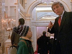 Macaulay Culkin and Donald Trump in a scene from Home Alone 2: Lost In New York.