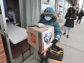 A local group began handing out care packages to newcomers and vulnerable people in Windsor on Friday, Jan. 8, 2021. Here, one of the recipients is shown during the event.