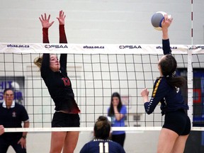 Annastasia Droppert (13) competes at the OFSAA girls' A volleyball championship and is now set to join the St. Clair Saints in the fall.