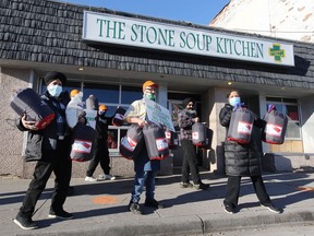 Helping hands. Members of the Windsor Sports and Culture Centre and the local Sikh and Indian communities donated sleeping bags, dry goods, hand sanitizer and face masks to Street Help on Wednesday, Feb. 3, 2021. Local members of the Sikh community also helped unload and stack the merchandise inside the Wyandotte Street East facility for the homeless and needy.  The Sikh and Indian communities are frequent visitors to Street Help, donating regularly throughout the year.