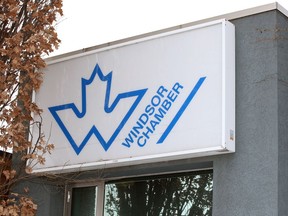 Exterior signage of Windsor-Essex Chamber of Commerce office on Ouellette Place is shown Feb. 5, 2021.